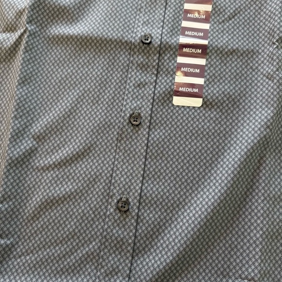 Men's Blue Patterned performance stretch button down Shirt - Picture 3 of 4